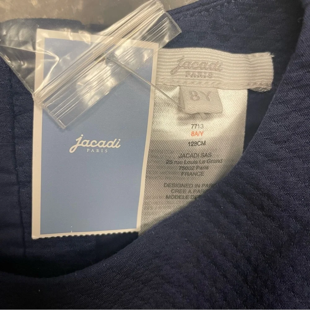 NWT Jacadi Paris Classic & Elegant Pleated Drop Waist Dress Navy Blue - Picture 13 of 14